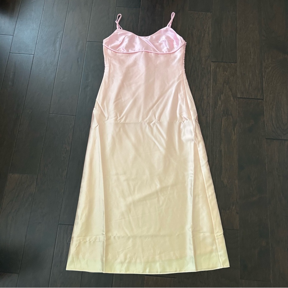 Anthropologie Pink Sunset Ombré Satin Midi Dress